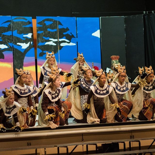 These lions put on a mighty show for the audience during the rendition of the Lion King!