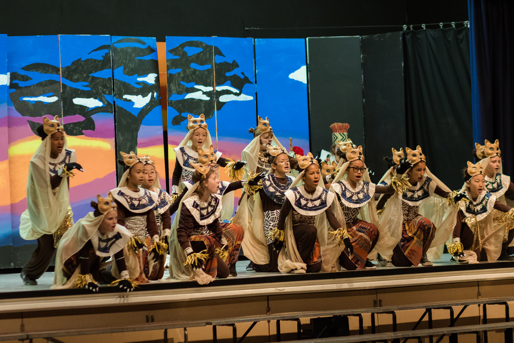 These lions put on a mighty show for the audience during the rendition of the Lion King!