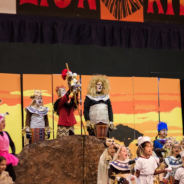Simba is shown his kingdom at Pride Rock during this Lion King performance!